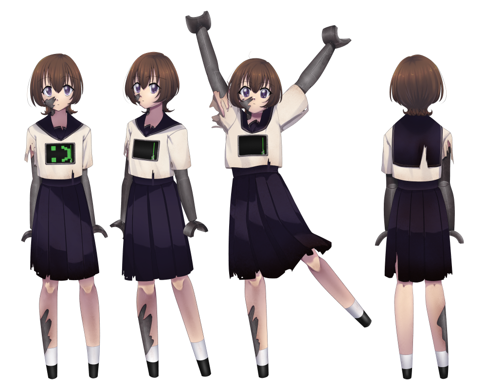 merope's front, side, jumping, and back sprites